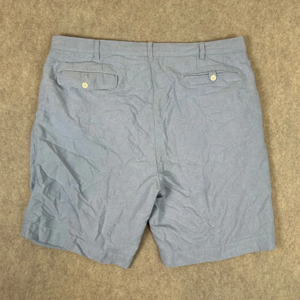Polo Ralph Lauren Shorts‎ Mens 42 Blue Oxford Cotton Flat Front 9 Inseam